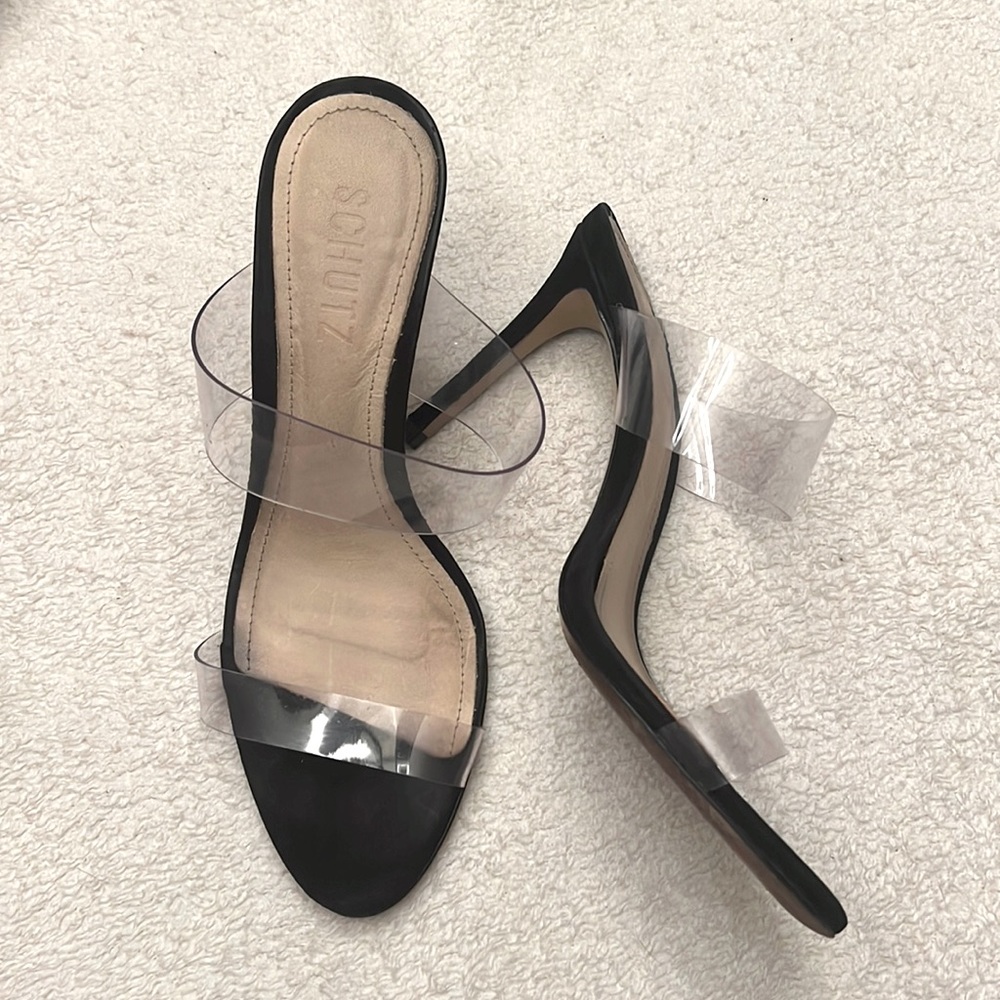 Schutz minimal clear strapped sandal